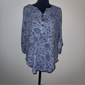 Como Vintage Floral Button-Down Women's Top Large